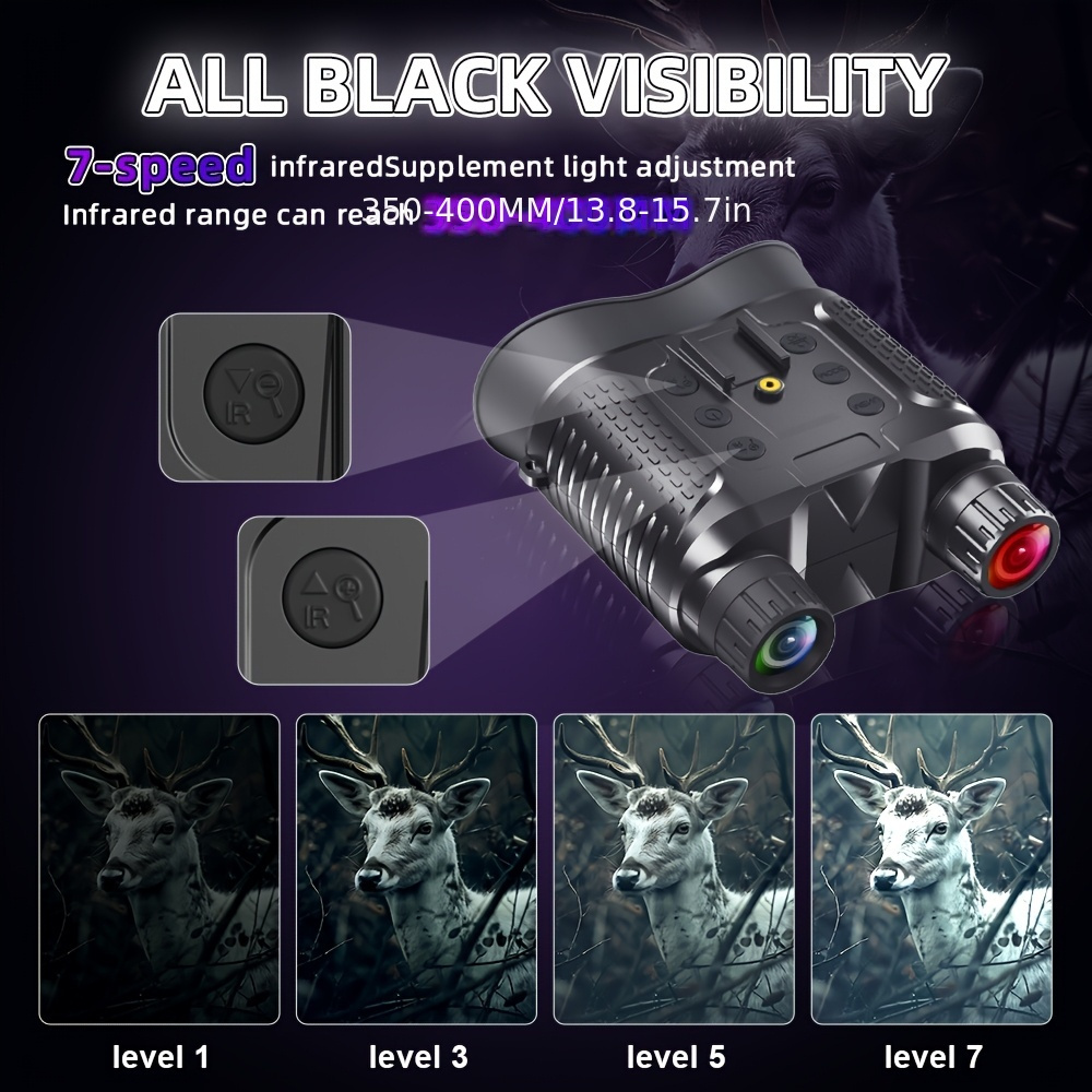 Head Mounted Night Vision Goggles - Rechargeable, 1312ft Range, 8x Zoom, Includes 32GB SD Card