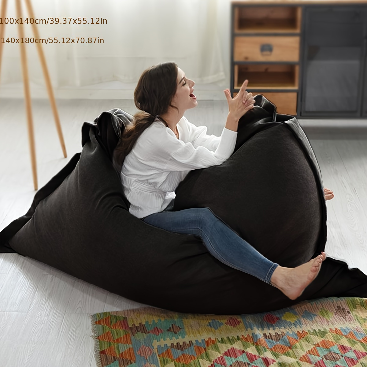 Lazy Beanbag Sofas Cover Chair No Filler Lounger Seat Bean - Temu