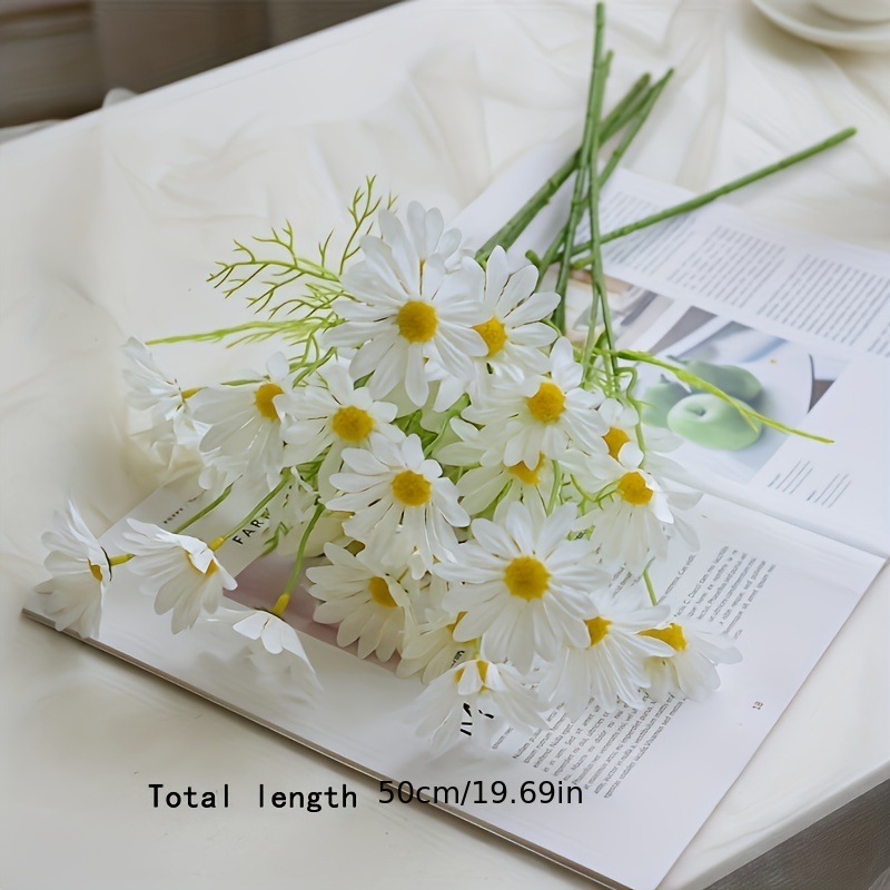 2pcs Artificial Daisy Flower, 42 Forks Daisy Flower, Real Touch Faux  Flowers, Chamomile Bouquet Fake Flower For Home Room Office Decor, Flower  Arrange