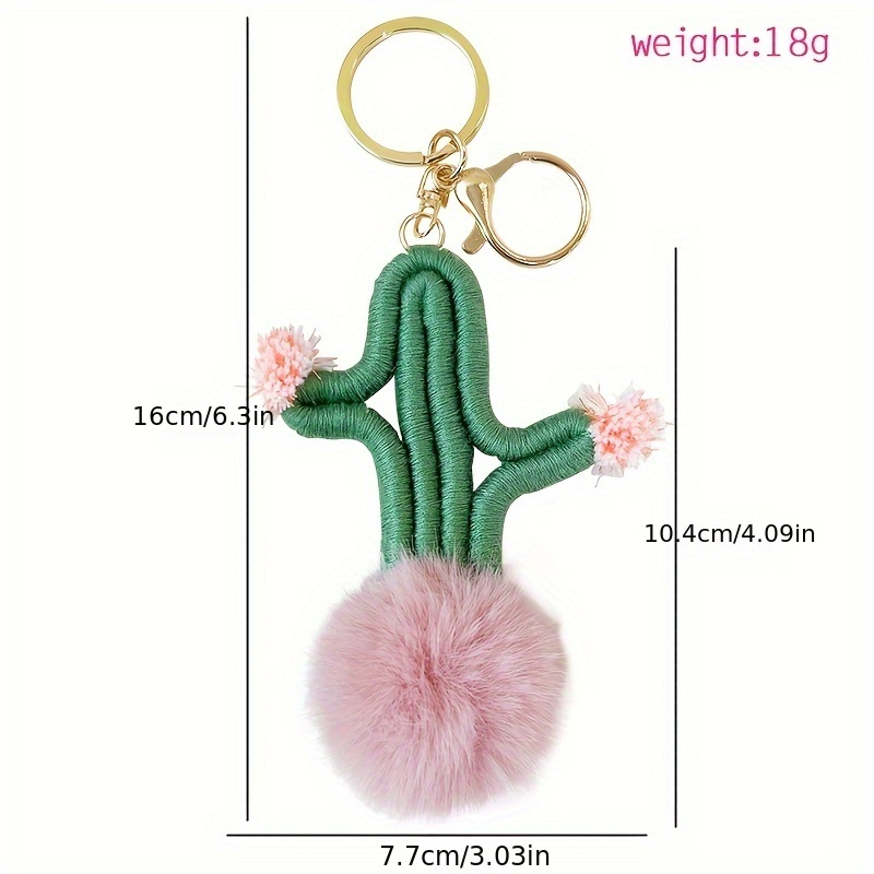 Cactus Pom Pom Keychain Cute Plush Key Chain Ring Bag - Temu