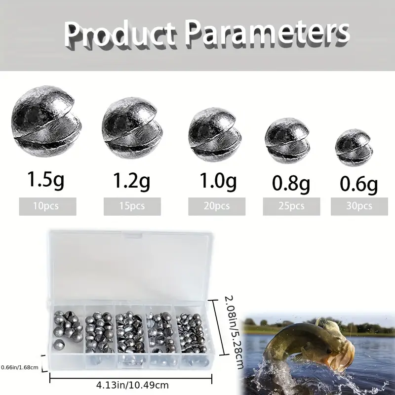100 Pcs Premium Fishing Weights & Sinkers With Removable Split Shot -  Includes Convenient Storage Box - Perfect For Accurate Casting And Improved  Catc