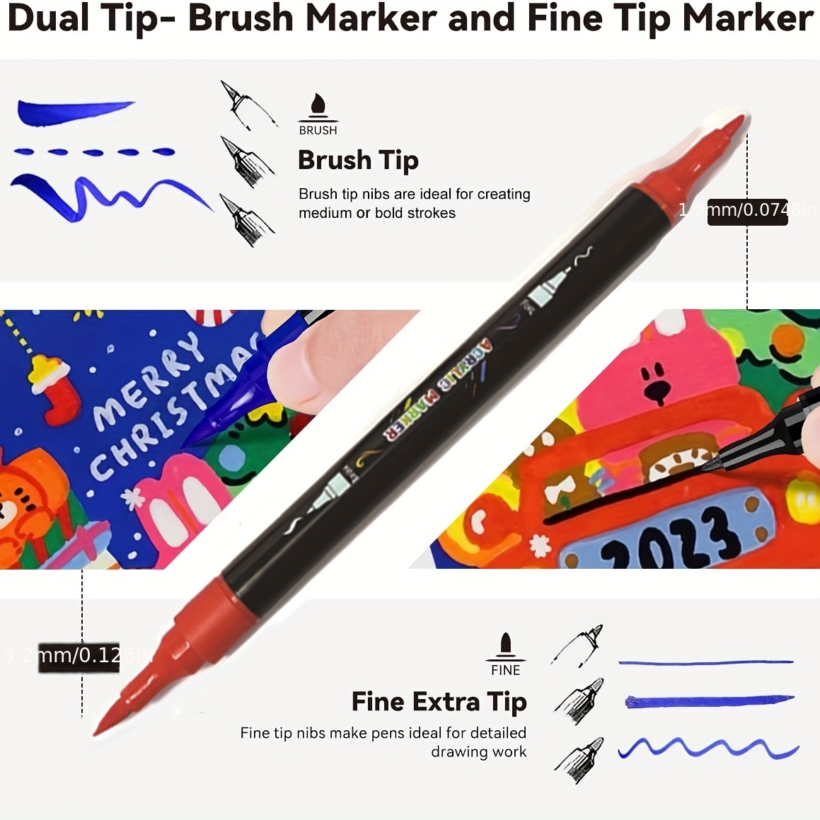 Twin Tip Brush Markers - 30 Piece Set