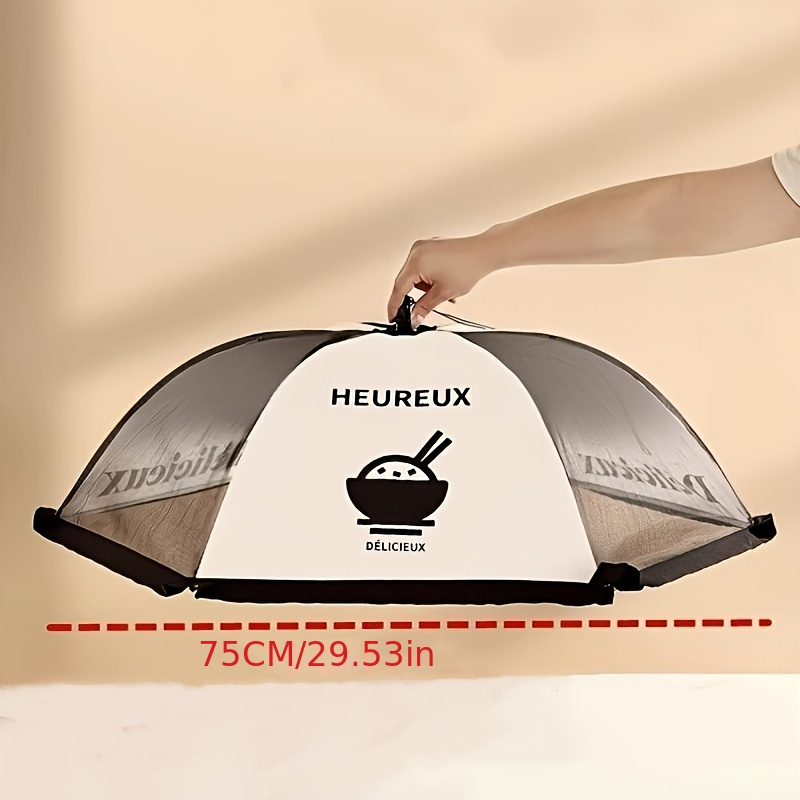 1pc Extra Large Foldable Dining Table Cover, Fly-proof Food Cover, Household Dustproof And Breathable Vegetable Cover Umbrella