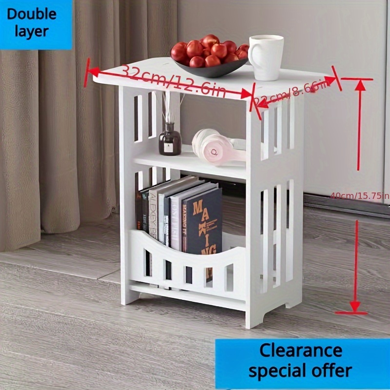 

Multifunctional 2-layer Bedside Table - Modern Style Wooden Organizer, Non-waterproof Storage Shelf For Living Room And Bedroom