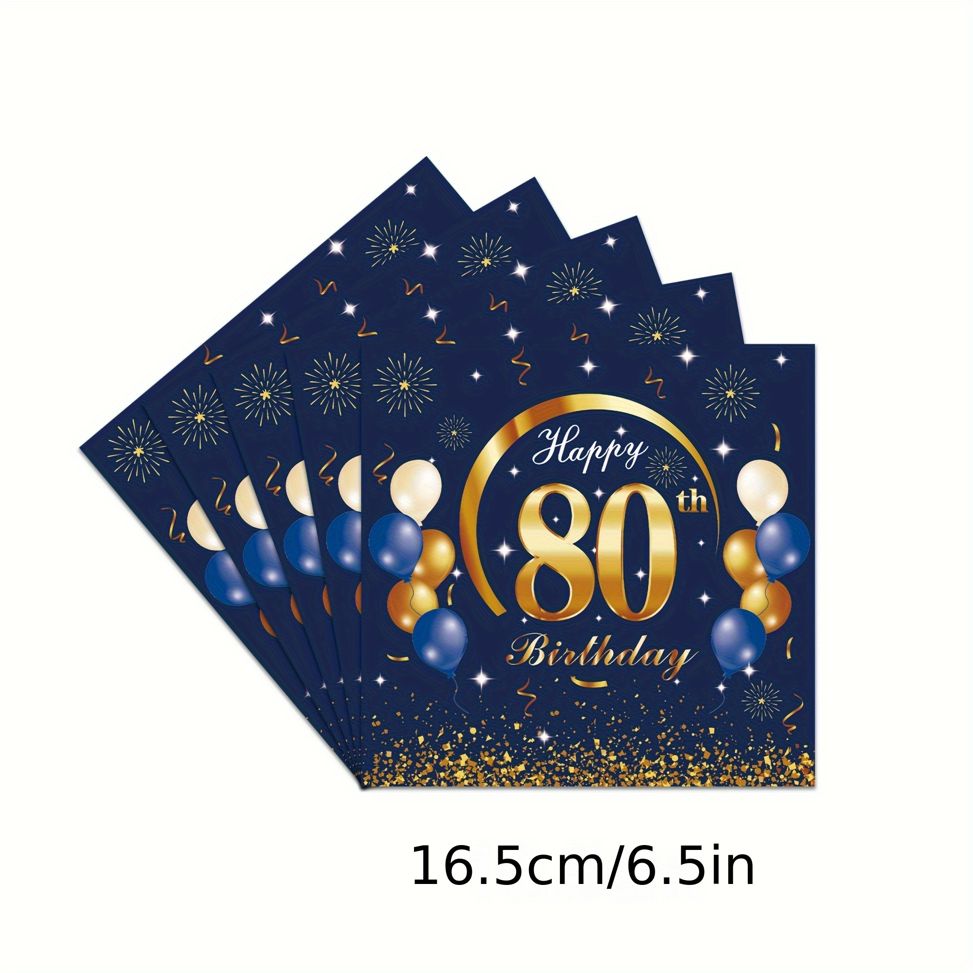 40pcs 80 Blue And Golden Birthday Party Napkin Set 80 Navy Blue And Golden Theme Party Disposable Napkins Suitable For Boys And Girls Birthday Or Anniversary Theme Party For Halloween、christmas