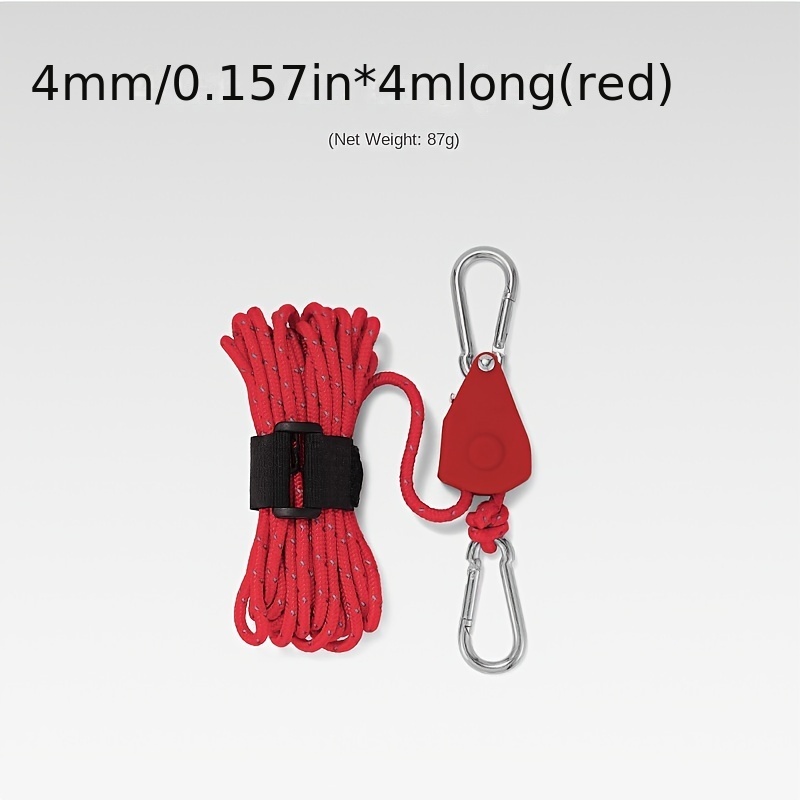 4 cordes en nylon paracorde 4mm x 4M corde de tente réfléchissante avec  tendeur corde de