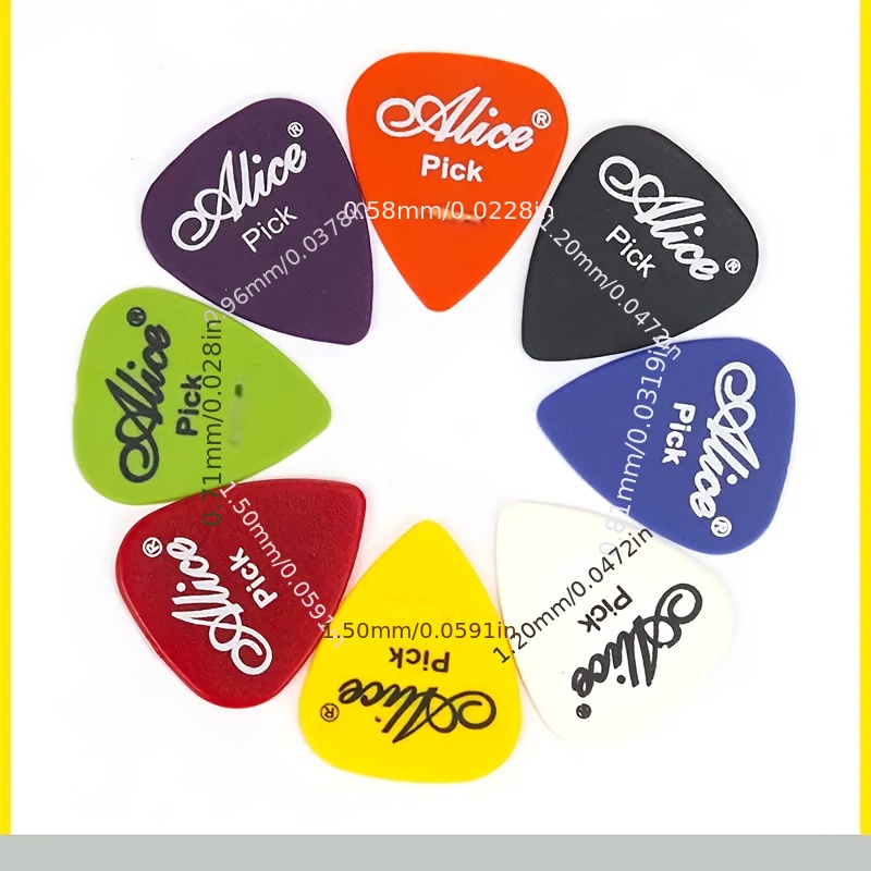 20pcs Alice 100D Guitar Pick Set, Premium ABS Picks, Durable, Thickness Range 0.58-1.5mm, Assorted Colors, for Acoustic, Electric Guitar and Bass