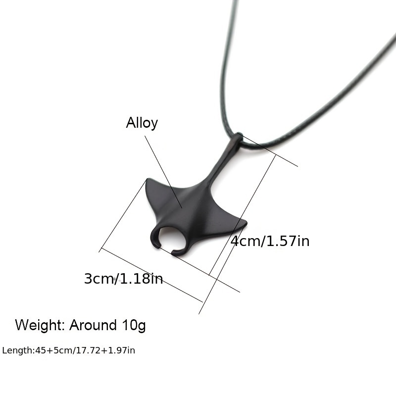 Men Necklace Men Choker Necklace Whale Tail Black Leather 