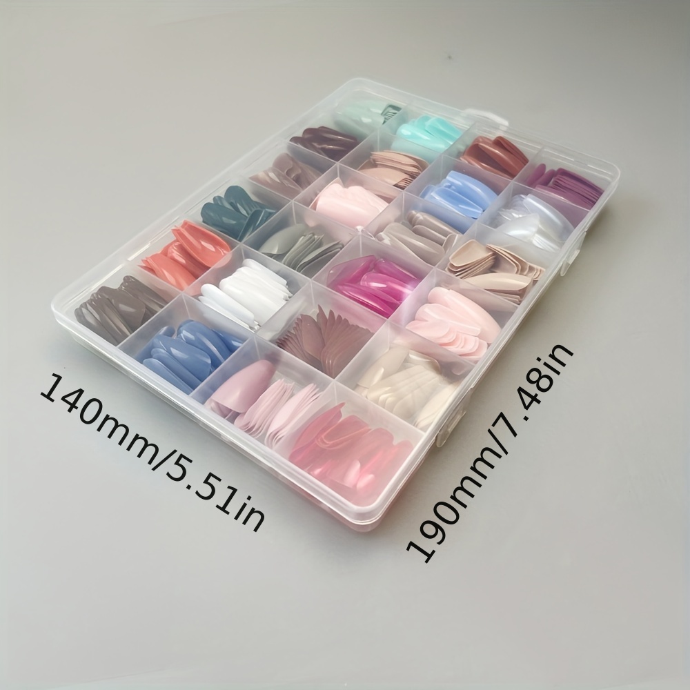 576 pcs french medium solid color ballerina press on nails full cover coffin fake nails glossy false nails for women and girls 24 colors details 1