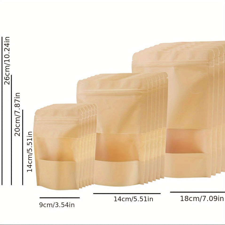 Image of 150 Paper Bags With Resealable Locking Zippers And Clear Windows, Food Bags, In 3 Sizes: 3.5 X 5.5 Inches / 5.5 X 8 Inches / 7 X 10.25 Inches