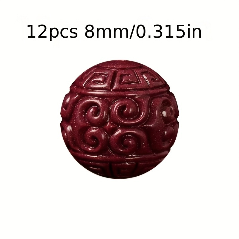 E-shop 12 Stück 8/10 mm Zinnoberrote Perlen - Sechswort- und Rundperlen - für DIY-Schmuck wie Armbänder und Halsketten - Geschenke zu Geburtstagen,