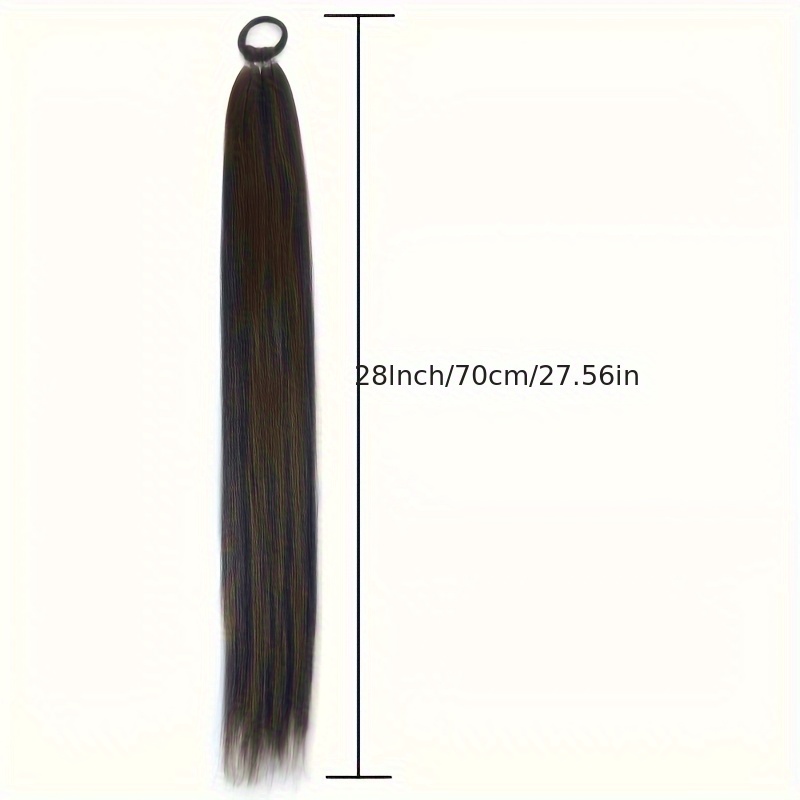 28 long straight synthetic ponytail extensions vibrant colors secure rubber band hair ring for braids wigs and everyday styling ponytail hair extensions braided hair accessory vibrant hairpiece details 3