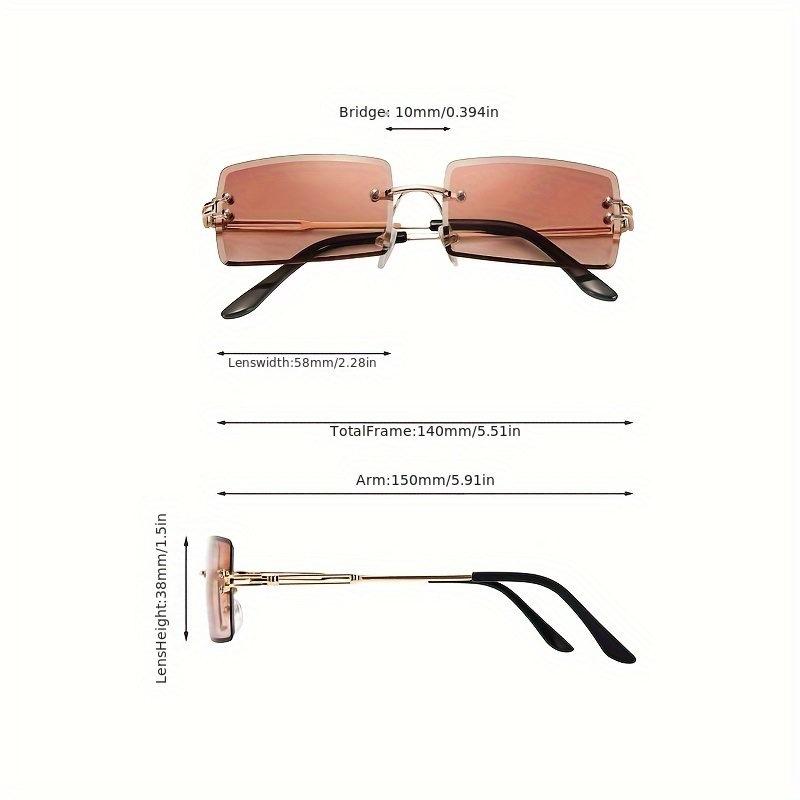 3 pairs rimless rectangle tinted frameless eyewear vintage  display picture 2