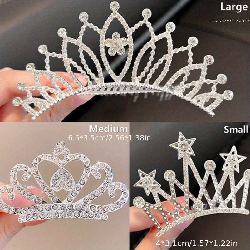 Mini Rhinestone Crown, Girl Hair Clip, Hair Pins, Princess Crown Insert Comb, Birthday Party Crown Hairstyle Decoration Hair Accessories,Temu