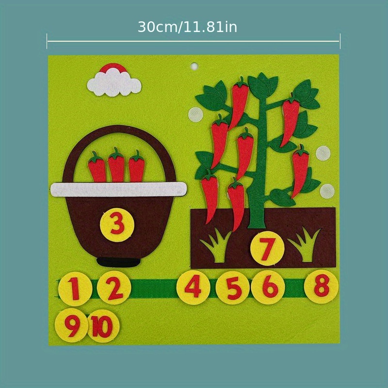 education play teaching aids vegetable number math felt non woven fabric paste toys details 3