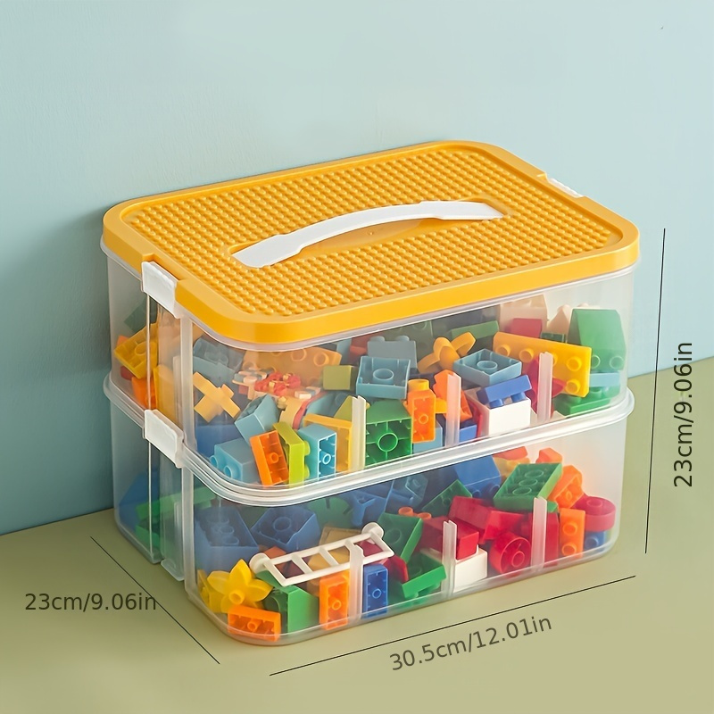 Building Blocks Storage Bin With Compartments, Toy Organizer Box