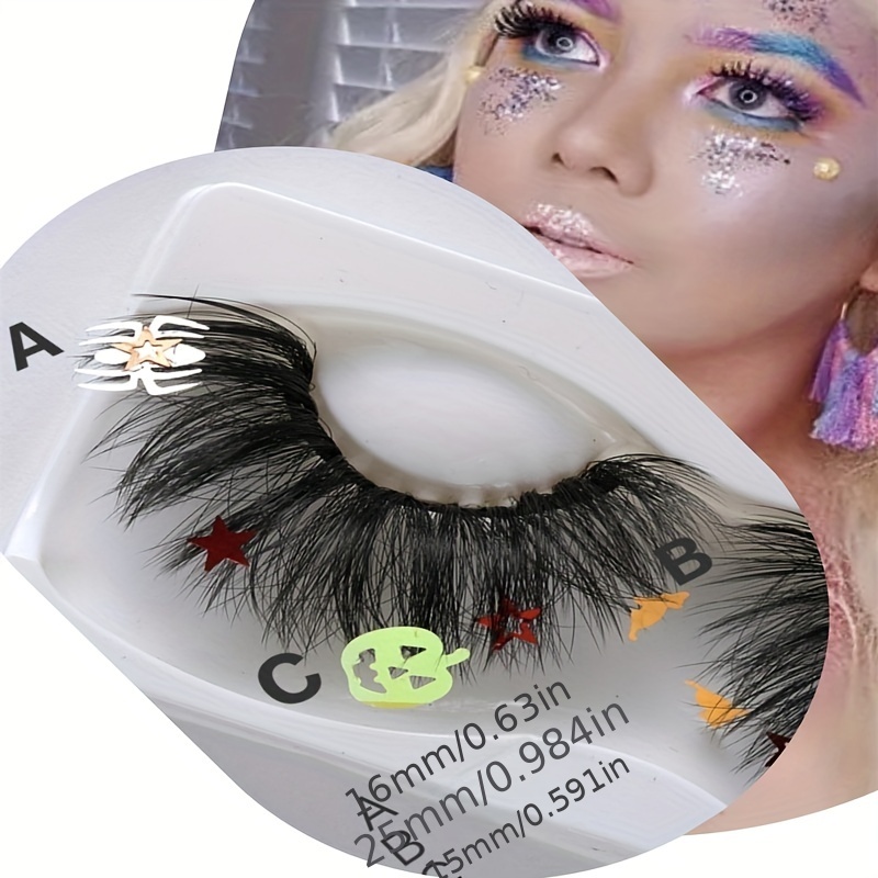 Spider Halloween False Eyelashes Star Pumpkin Sequins Thick Natural