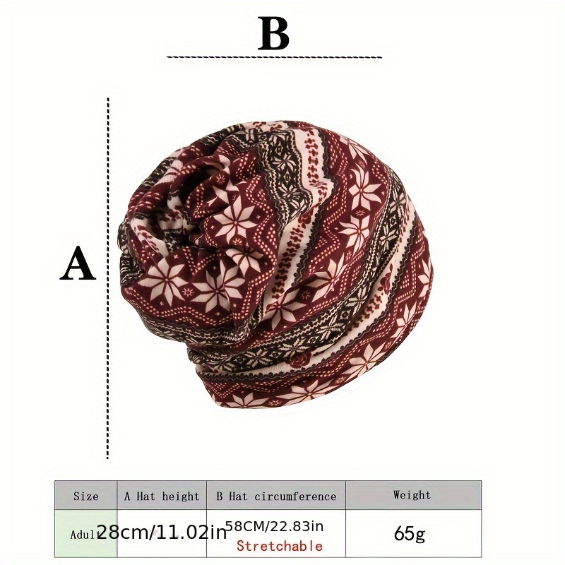 Chic Snowflake Print Beanie, Soft & Warm Skull Cap