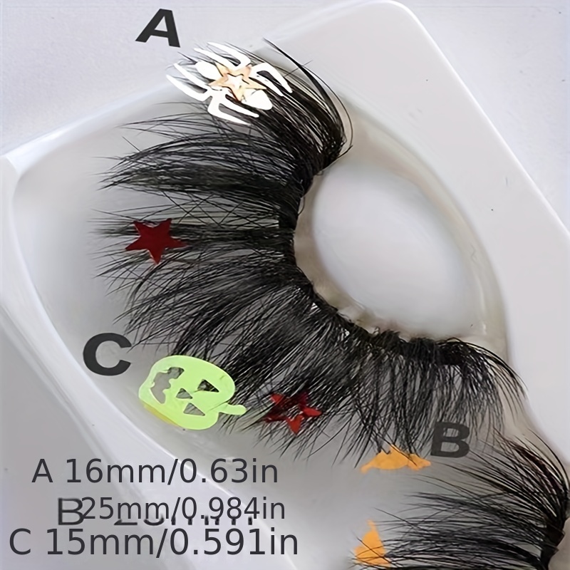 Spider Halloween False Eyelashes Star Pumpkin Sequins Thick Natural