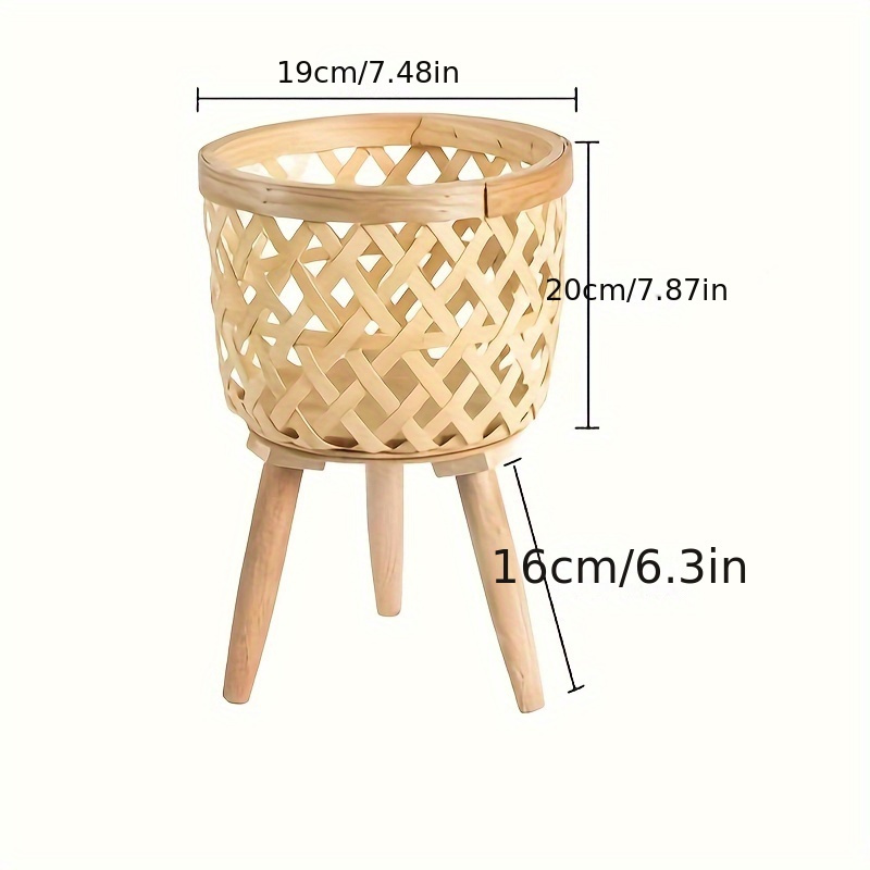 Image of Bamboo Woven Flower Rack, Wooden Flower Rack, Living Room Floor To Ceiling Green Plant Flower Rack, Balcony Floor To Ceiling Flower Pot, Solid Wood Flower Rack