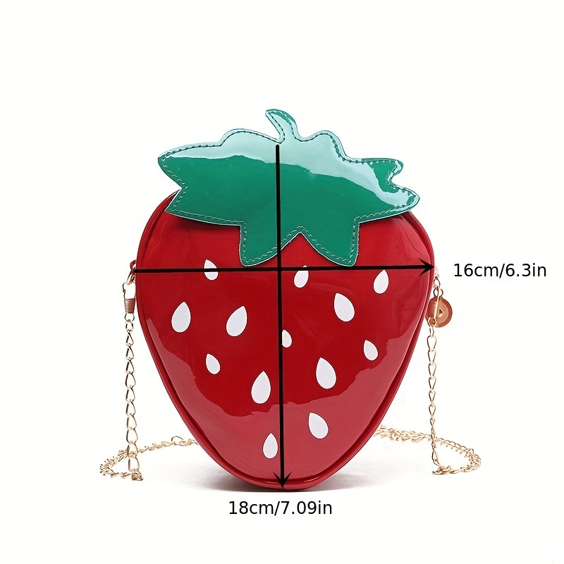 Strawberry Shaped Crossbody Bag, Cute Cartoon Novelty Coin Purse, Mini