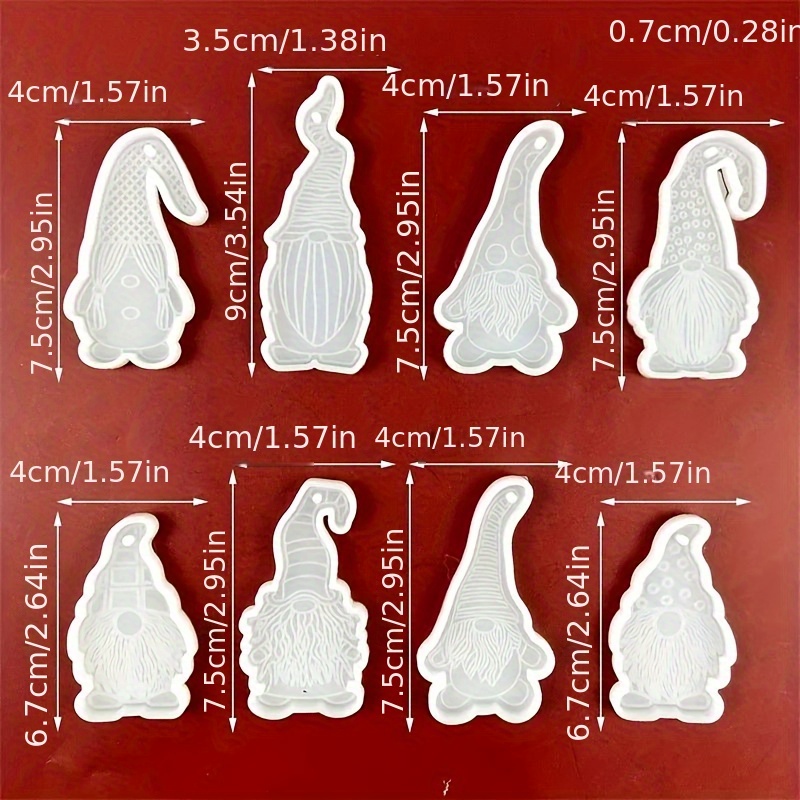 Image of Resin Silicone Mold-8pcs/set Christmas Dwarf Christmas Tree Pendant Set Christmas Ornament Making Mould Pendant Epoxy Silicone Mould 8 Dwarf Keychain Resin Silicone Moulds