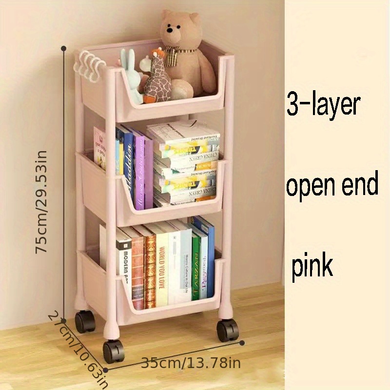 1pc Organizer Storage Clearance Cart 3-layer Bookshelf Storage Rack Office  Portable Bookshelf School Supplies Clearance