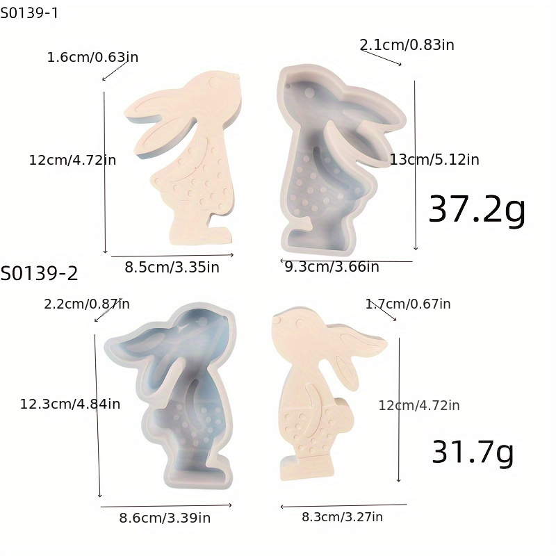 A Set Of Decorative Rabbit Figures From Silicone Gypsum And Handmade Cement Molds