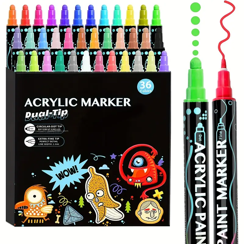 Acrylic Paint Marker Pens Dual Tip Paint Markers Art - Temu