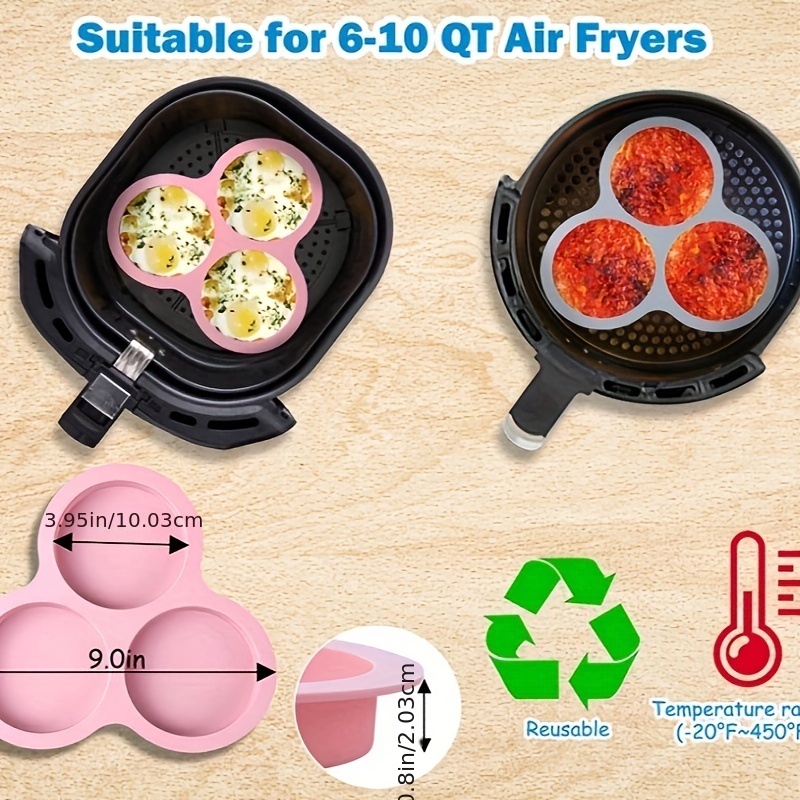 Reusable Silicone Air Fryer Egg Mold, Non-Stick Air Fryer Baking Pan, Silicone Muffin Pans for Baking, Hamburger Bun Pan, Air Fryer Accessories, 4