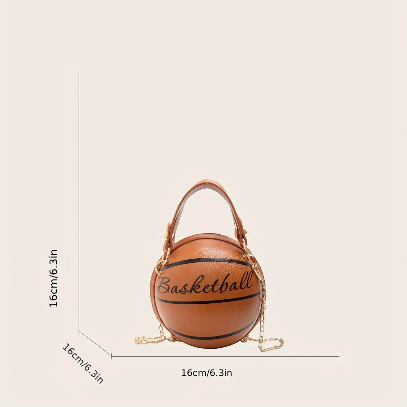 Basketball Shape Crossbody Mini Bag, Metal Chain Letter Print Shoulder Bag,  Pu Leather Versatile Round Bag - Temu