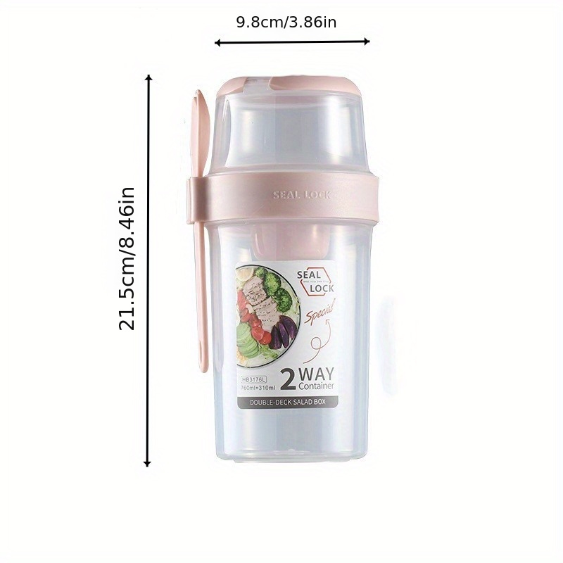 Leakproof Bpa Free Portable Double-layer Breakfast Cup With Fork - Perfect  For Yogurt, Oatmeal, Milk, Salad & Lunch! - Temu