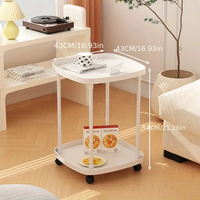 Wheels Double Layer Tray Table