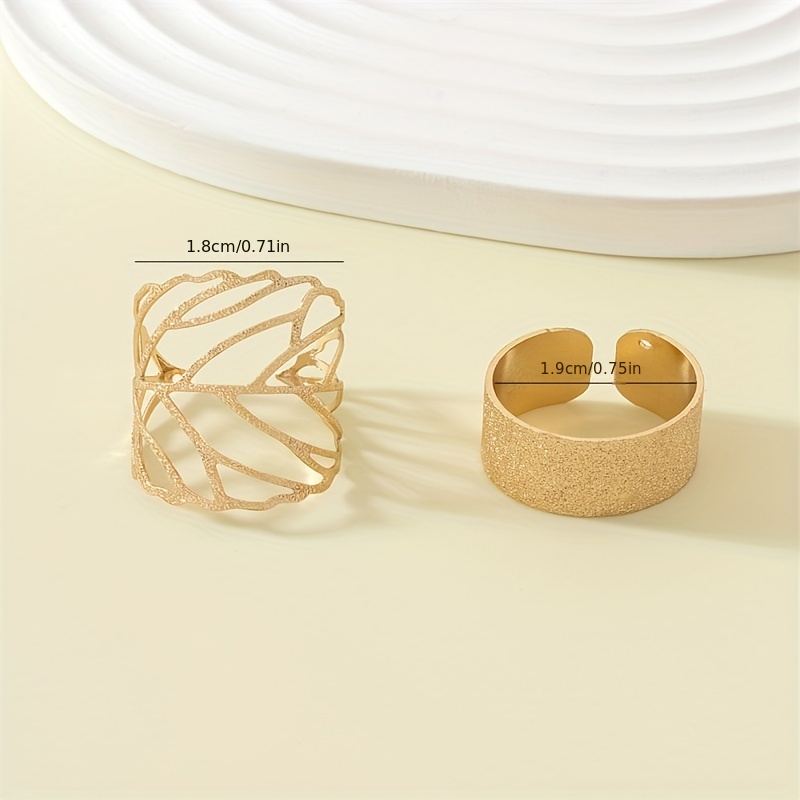 Set of 2 Layered Leaf Vein Rings
