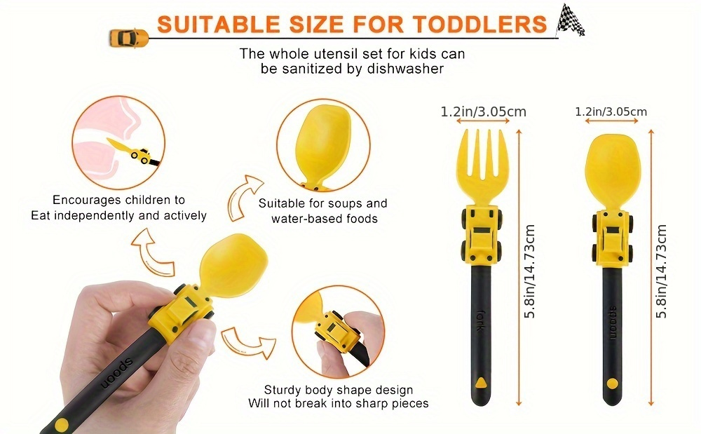 adorable cartoon truck   set for   bpa free   feeding utensils in multiple colors details 3