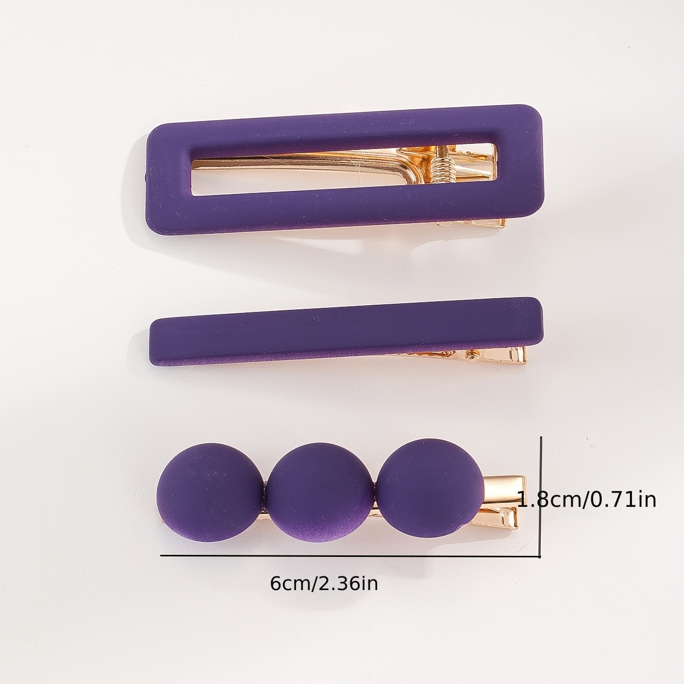 3pcs/set Geometry Purple Hair Clip Fashion Elegant Hair Pin Barrette Daily  Hair Accessories