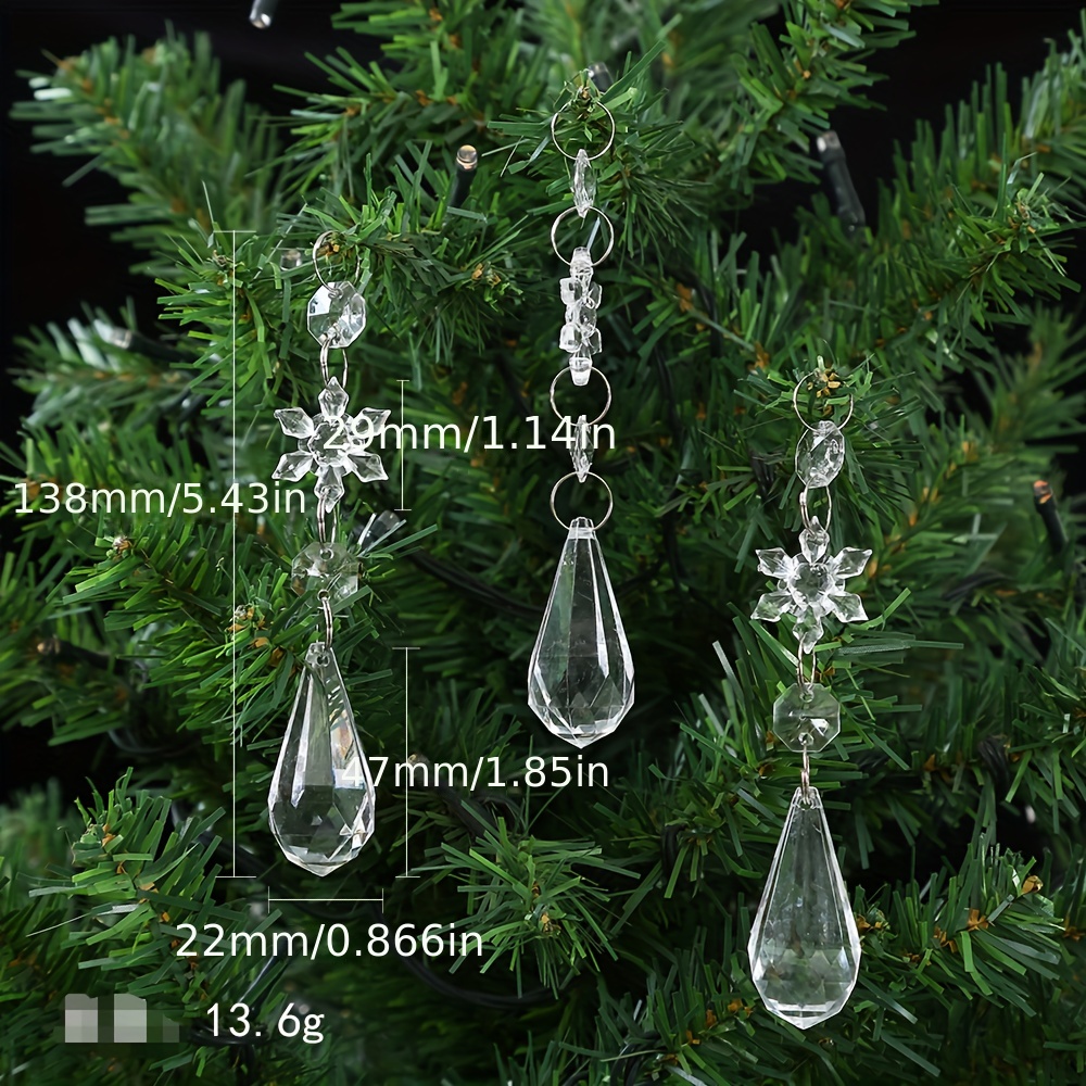 40PC flocon de neige glaçon ornement cristal arbre de noël décoration  transparente décorations d'halloween décor d'automne décorations d'automne  pour la maison en plein air A9820 