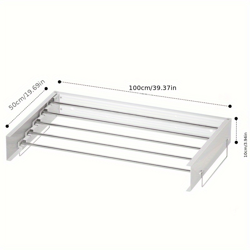 TEMU Adjustable Wall-mounted Stainless Steel Drying Rack With Multiple Hangers - Space- Laundry Solution For Indoor & Outdoor Use, Shirts, Sweaters,