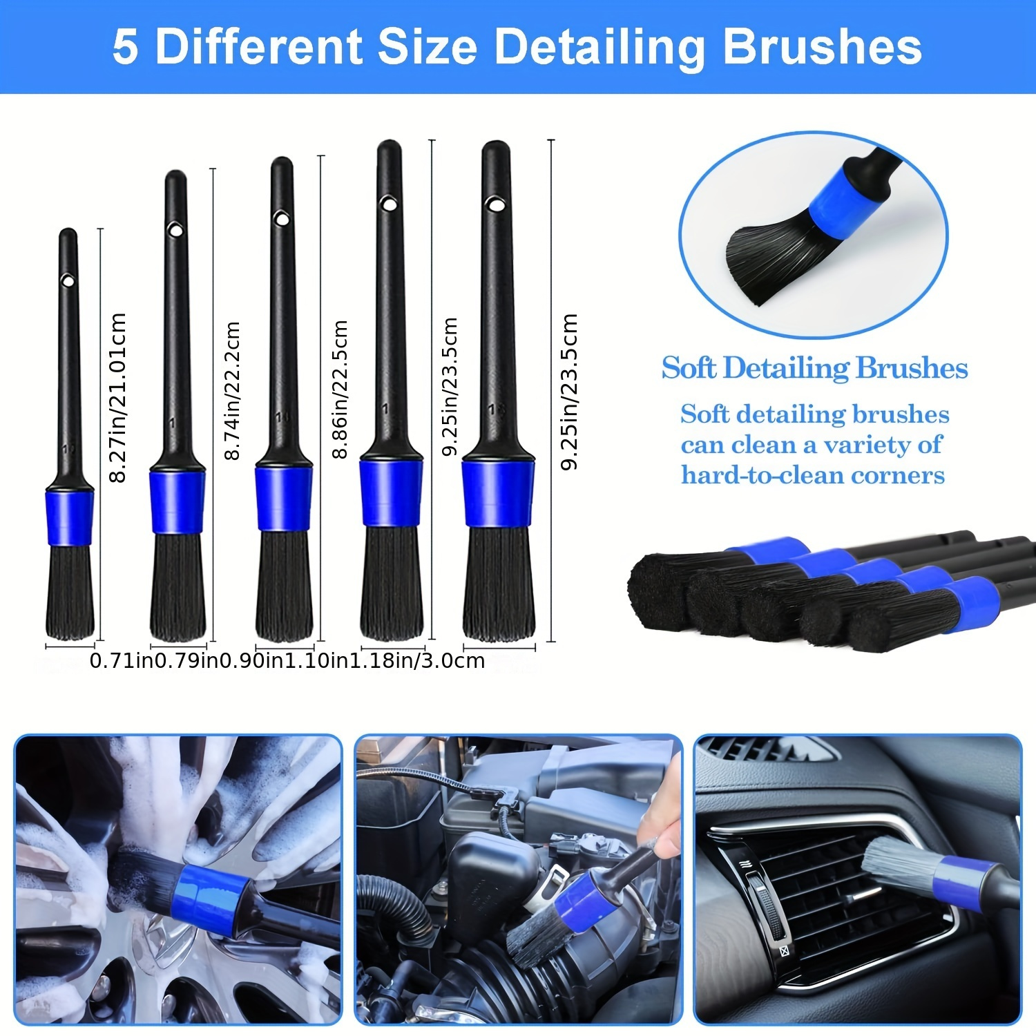 Luleylee Car Interior Detailing Kit, 21pcs Detailing Brush Set with Windshield Cleaning Tool and Tire Brush, Leather & Textile Car Interior Brush, Car Detail