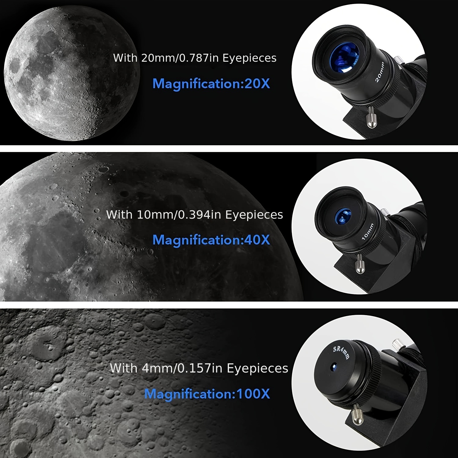 Telescopio para niños Telescopio astronómico de 70 mm con adaptador de  teléfono Filtro de luna Erecto ocular y barlow para principiantes adultos  como regalos, (azul)