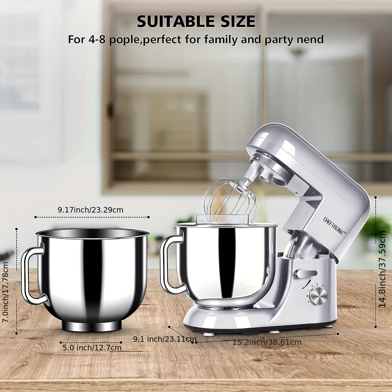 Cheftronic Stand Mixer, 7 Qt Tilt-head Electric Household Stand Mixer - 6+p  Speed, Multifunctional Kitchen Stand Up Mixer With Dough Hook, Whisk, Food  Beater And Butter Beater, Baking Supplies Clearance - Temu Mexico