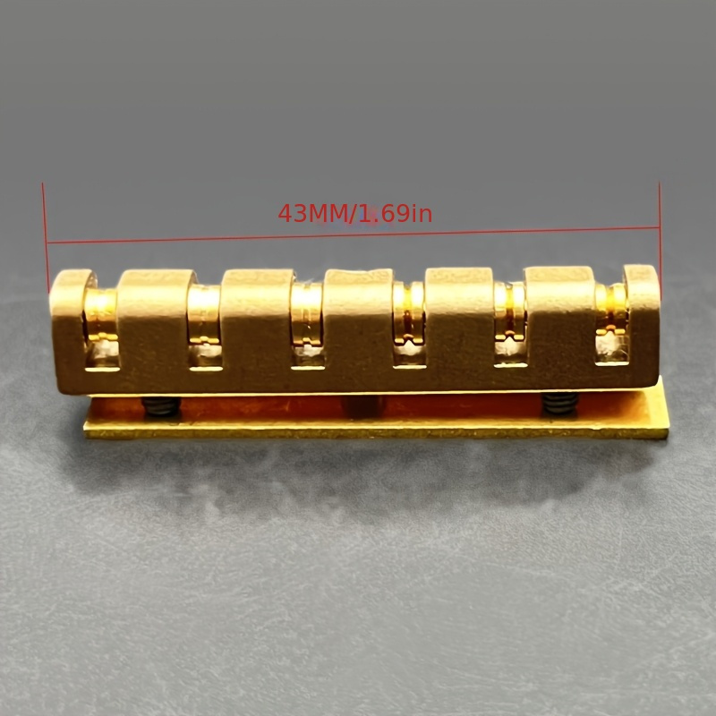 1x CNC Machined Brass Roller Guitar Nut - Adjustable Height (43mm) with 3-Screw System, Compatible with Les Paul LP SG Electric Guitars, -Toned Durable Replacement for 6-String Fretted Instruments (Precision Fit LP/SG Style)