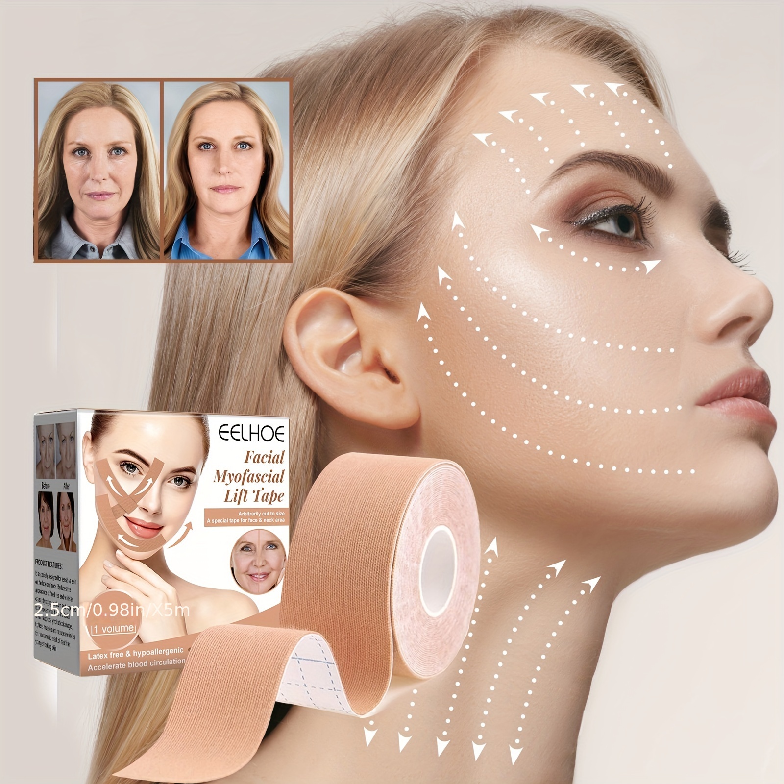 KIRZAX Face Lift Tape, 4er-Pack – Anti-Falten-Patches Für Nachts, Strafft & Glättet Haut