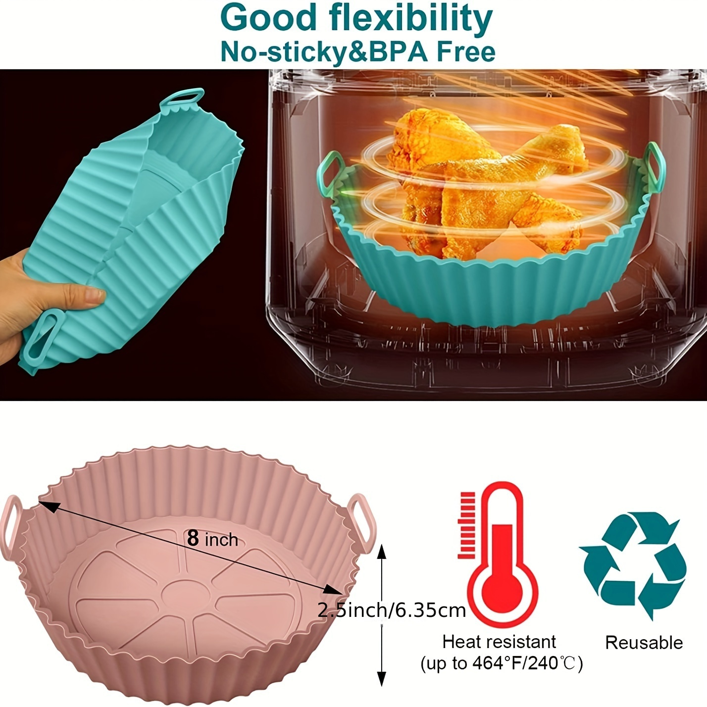 Air Fryer Liners Reusable, Easy Clean Ceramic Liners for Air Fryer Basket,  Air F