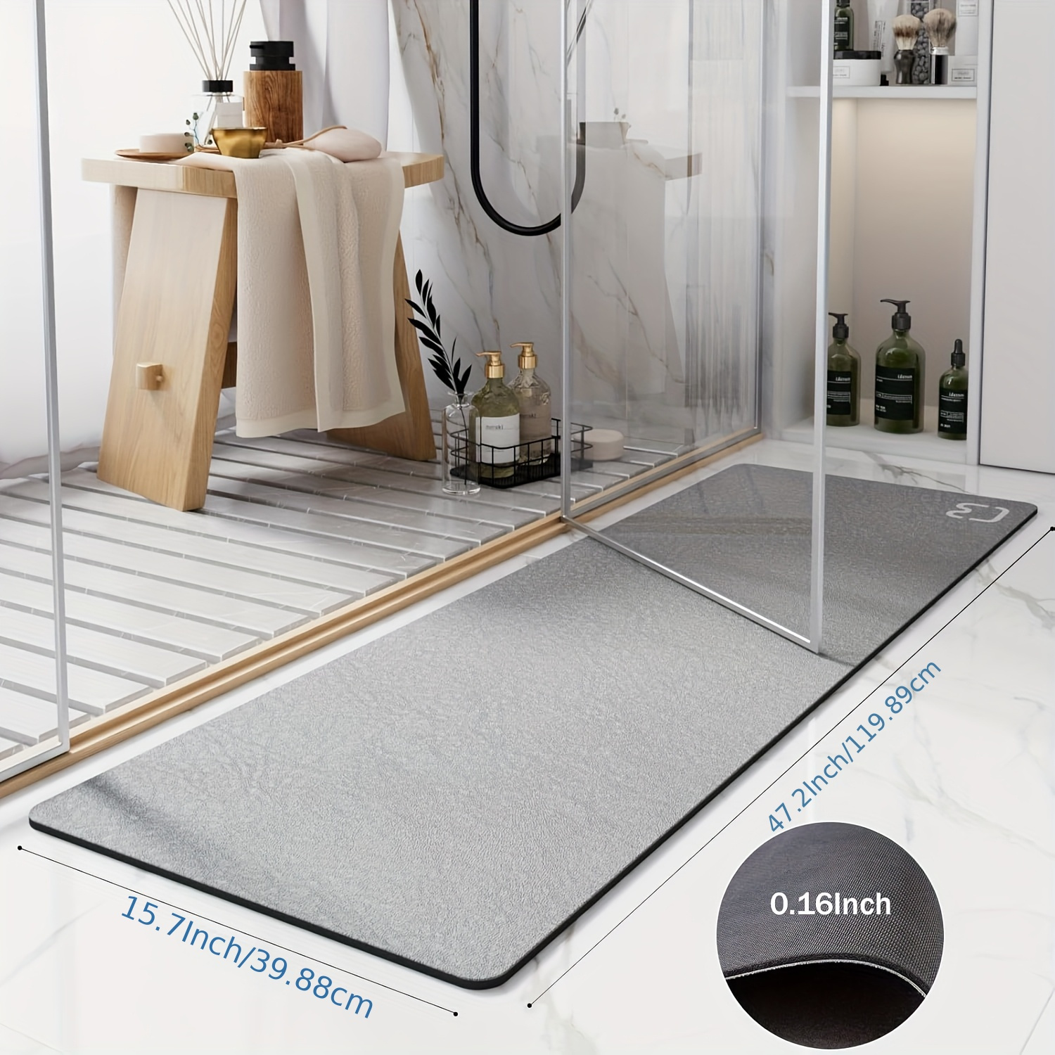 diatomaceous earth bath mat bathroom runner rugs long quick dry bathroom mat non slip rubber backed shower floor mat 40 100cm Product details 1