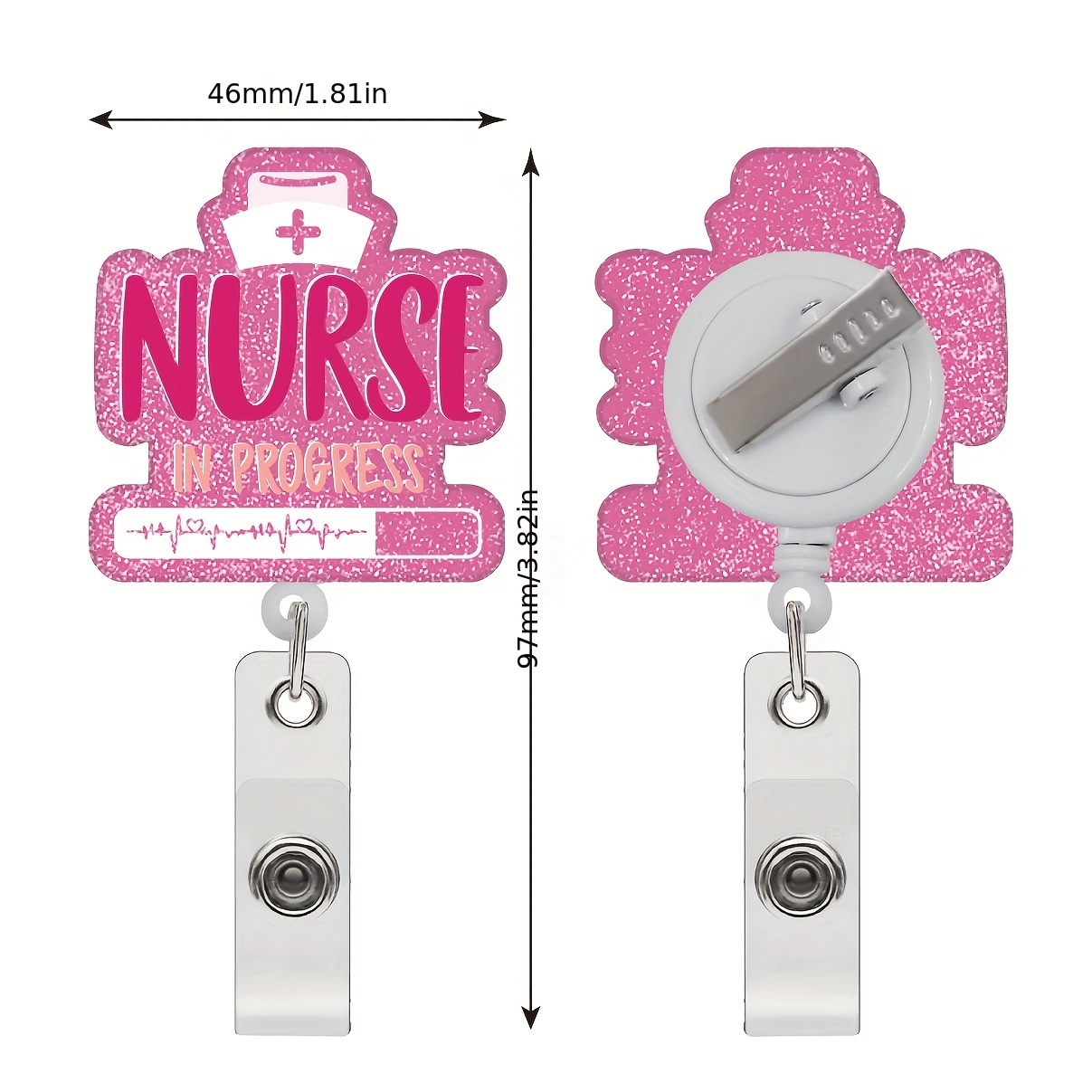 Nurse Badge Reel Retractable (Nurse in Progress) Pink
