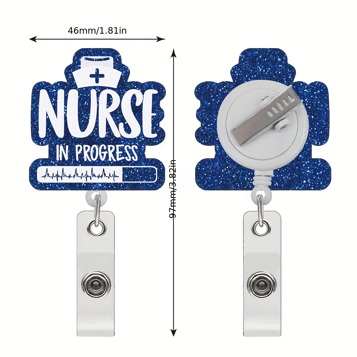 BadgeBright Luz de carrete de insignia de enfermera de turno nocturno,  linterna retráctil y recargable con clip, soporte para tarjetas de  enfermera