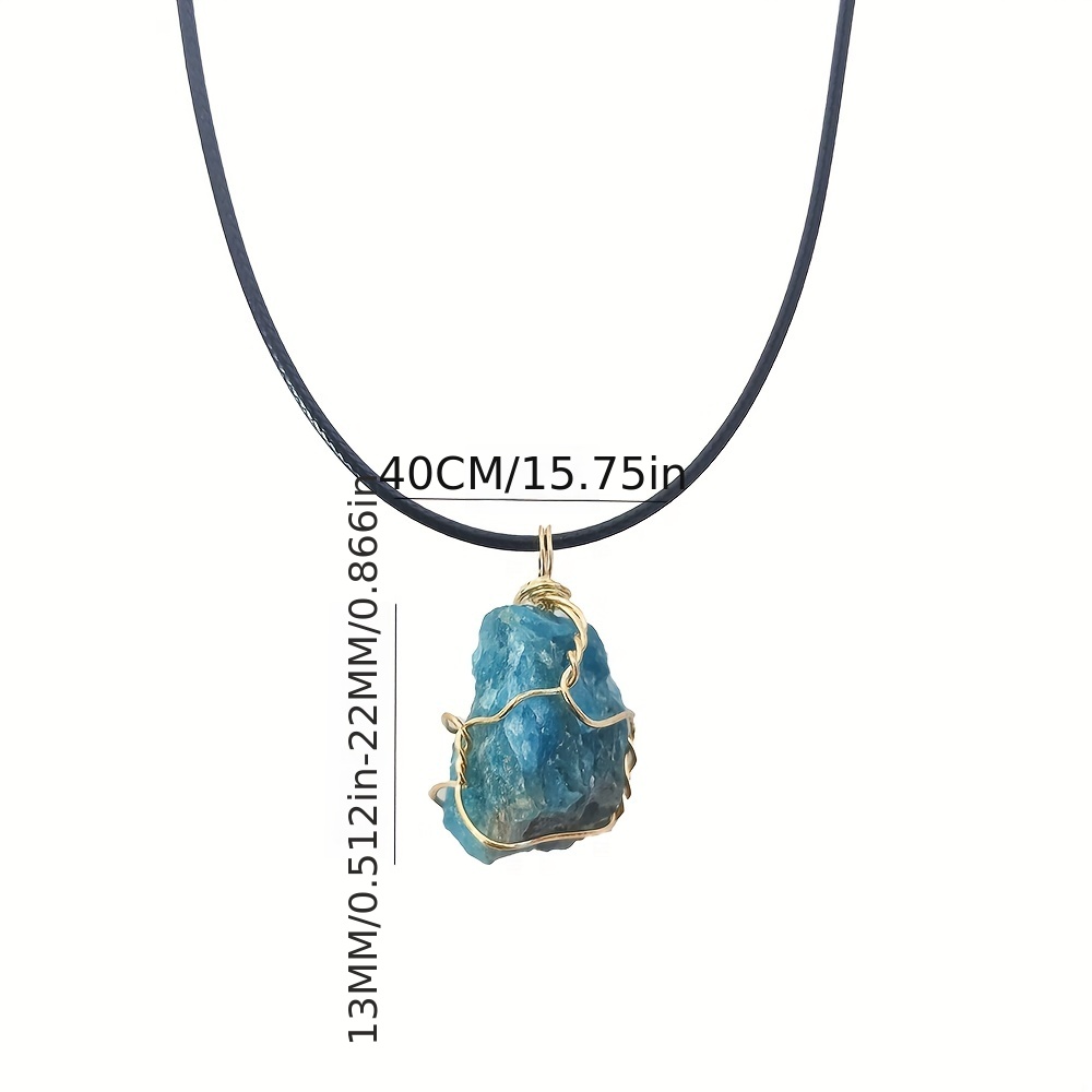 Raw Stone Winding Wire Pendant Necklace