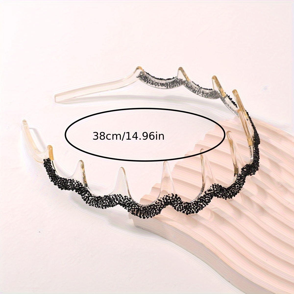 TEMU Women's Non-slip Hair Headband With -like Rhinestone - Elegant Hairband For Thick Hair, Secure Hold For Everyday, Parties, Formal Events - Soft