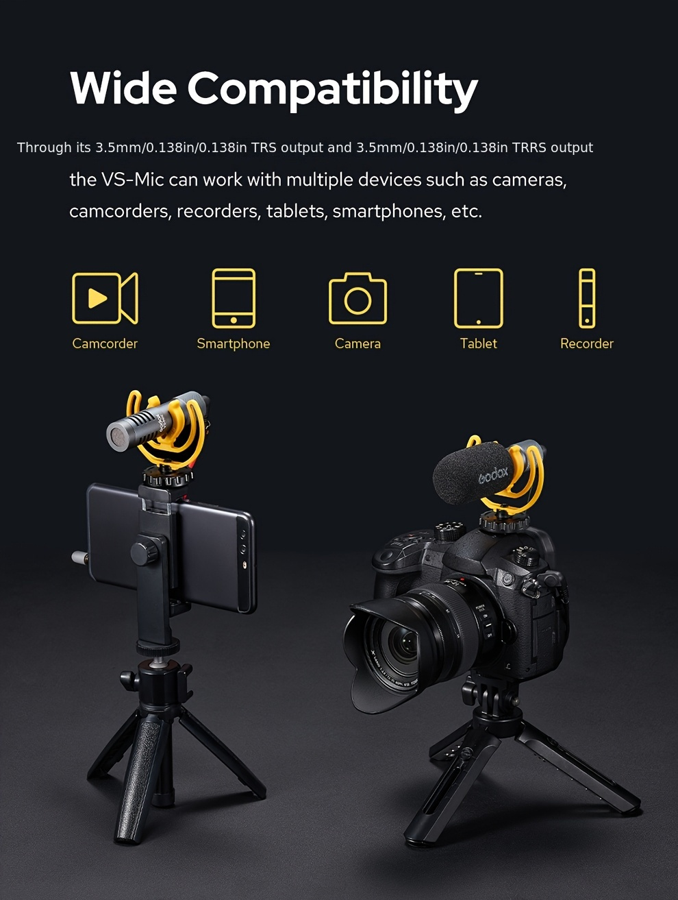   vs-mic microfono a pistola   con jack da 3,5 mm per iphone, smartphone   e fotocamere   digitali, progettato per la registrazione video Dettagli dell'articolo 2